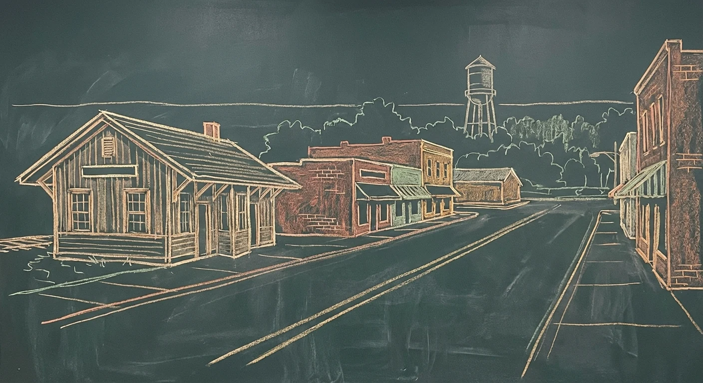 Flowery Branch Town Center chalk illustration