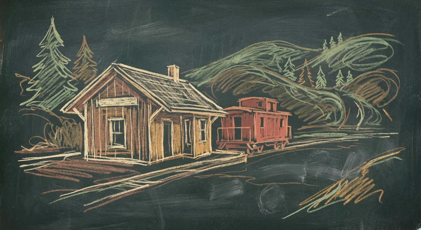Spout Springs Crossing chalk illustration