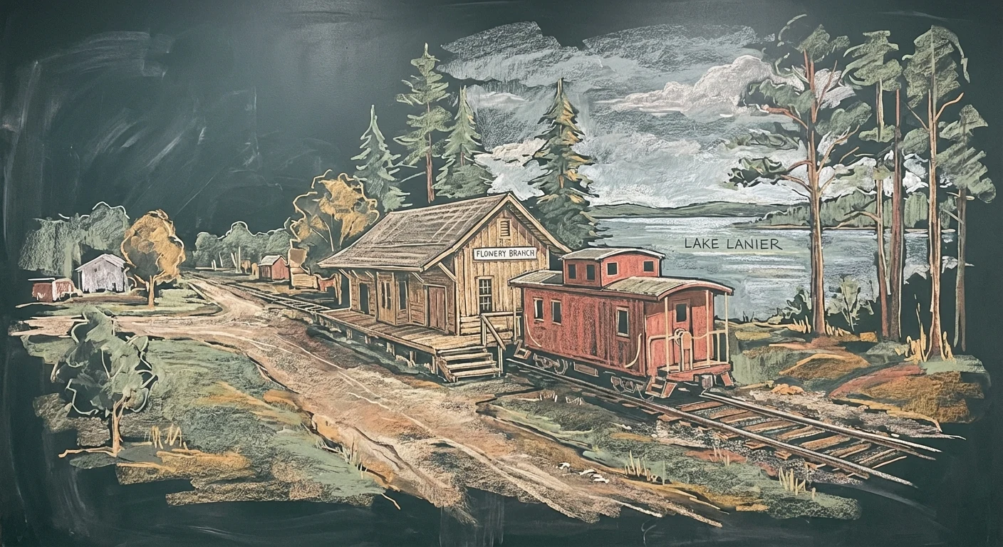 Flowery Branch chalk illustration